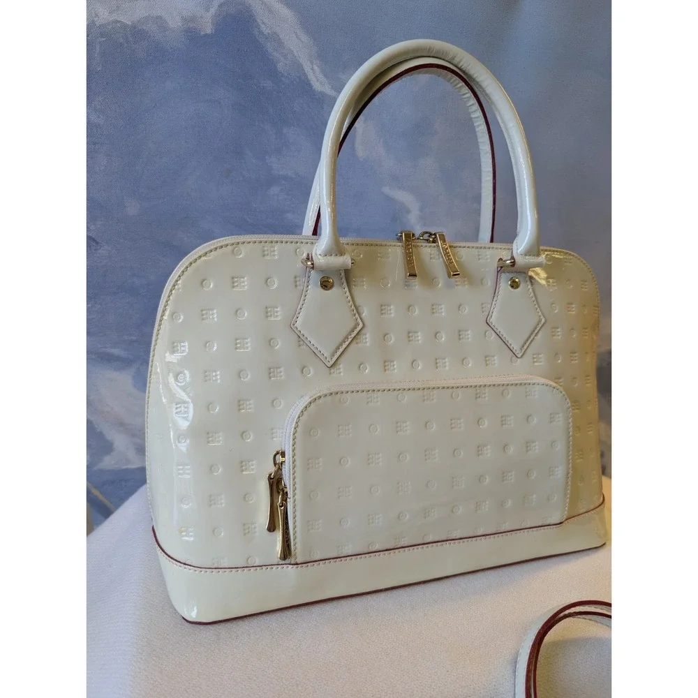 Arcadia Patent Leather Two -Way Satchel In Ivory